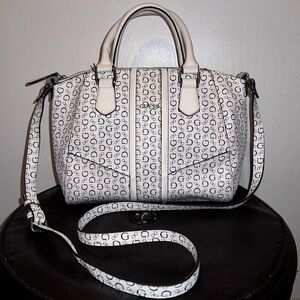 Guess black and white cross body purse